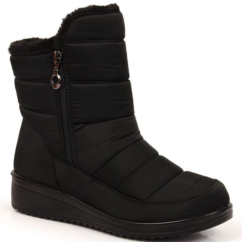 Women's black insulated snow boots with a zipper NEWS 1