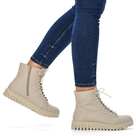 Women's beige platform ankle boots Rieker Y3420-61 1
