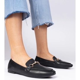 Black loafers with a golden decoration and zircon 1 Black loafers with a golden decoration and zircon 1