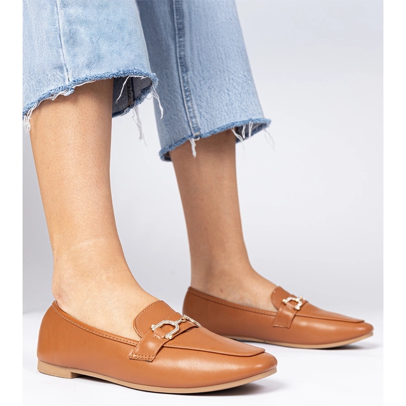 Brown elegant loafers with zircons 1 Brown elegant loafers with zircons 1