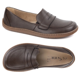 Olivier Barefoot women minimalist leather loafers 1280 dark brown 2