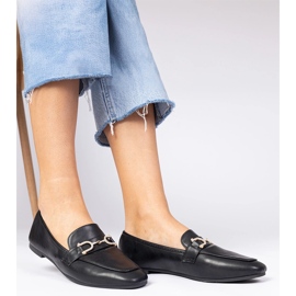 Black elegant loafers with zircons 1