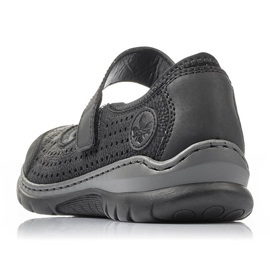 Comfortable women's openwork shoes with velcro black Rieker L32B5-00 2