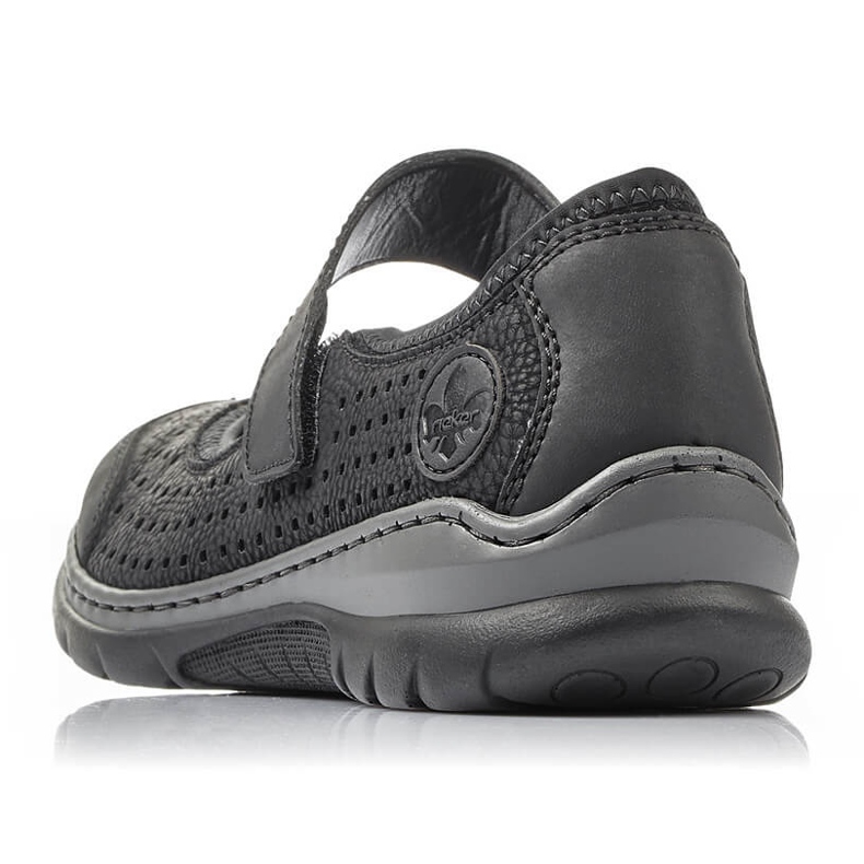 Comfortable women's openwork shoes with velcro black Rieker L32B5-00 2