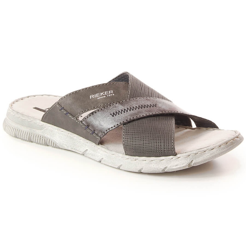 Comfortable gray men's slippers Rieker 25289-45 grey 2