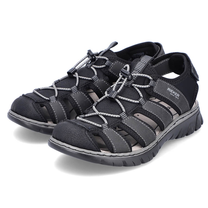 Rieker 26770-00 men's comfortable black built-in sandals 2