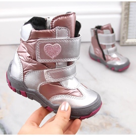 Girls' boots with Velcro, insulated, Kornecki 6968 silver 1 Girls' boots with Velcro, insulated, Kornecki 6968 silver 1