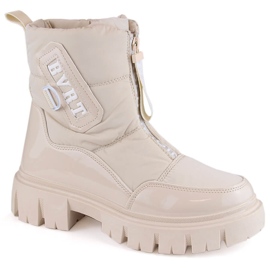 Beige insulated women's zippered snow boots Filippo DBT4960 1