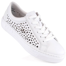 Leather comfortable openwork women's sports shoes, white, Rieker L8831-80 2