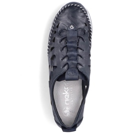 Women's leather openwork slip-on shoes, navy blue Rieker 49956-14 16