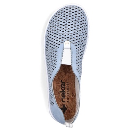 Comfortable women's openwork slip-on shoes, blue Rieker 52866-10 1 Comfortable women's openwork slip-on shoes, blue Rieker 52866-10 1