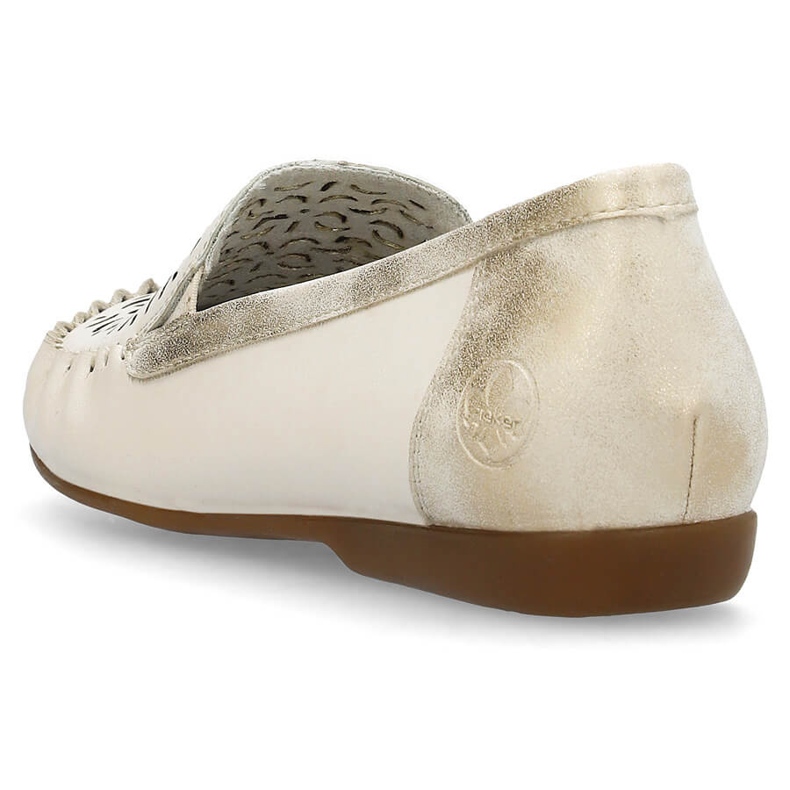 Leather comfortable shoes, women's openwork moccasins, beige Rieker L6350-60 1 Leather comfortable shoes, women's openwork moccasins, beige Rieker L6350-60 1