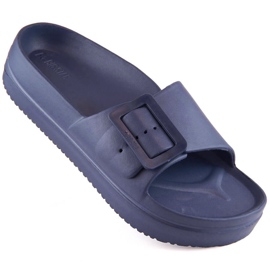 Women's foam platform slippers with a buckle, navy blue Big Star NN274A665 1 Women's foam platform slippers with a buckle, navy blue Big Star NN274A665 1