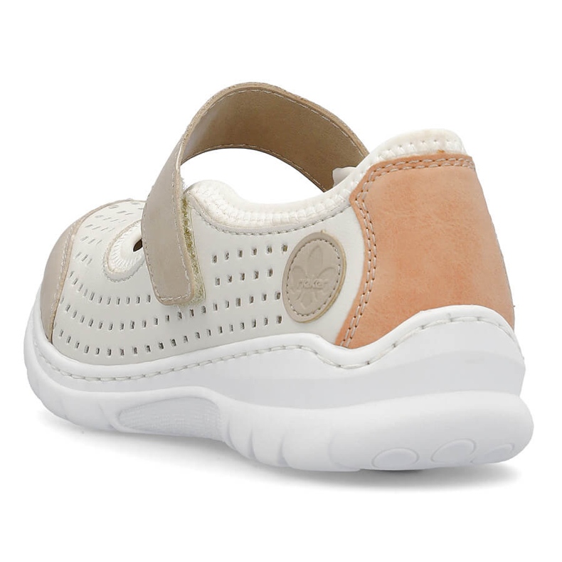 Comfortable women's openwork shoes with velcro, beige Rieker L32B5-81 1