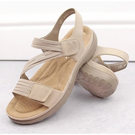 Comfortable women's sandals with velcro and elastic bands, beige Rieker 64870-62 2 Comfortable women's sandals with velcro and elastic bands, beige Rieker 64870-62 2