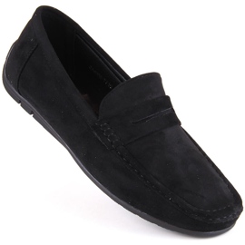 News Suede shoes, men's slip-on moccasins, black Unisoft 7710 1