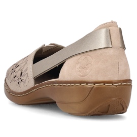 Leather comfortable women's summer slip-on shoes, beige Rieker 41356-60 1