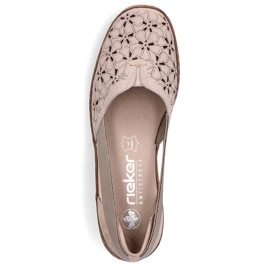 Leather comfortable women's summer slip-on shoes, beige Rieker 41356-60 2