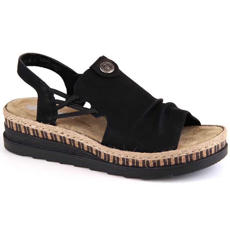 Comfortable women's black slip-on wedge sandals Rieker V7972-00 1