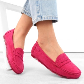 Comfortable women's suede moccasins fuchsia Big Star NN274934 pink 2