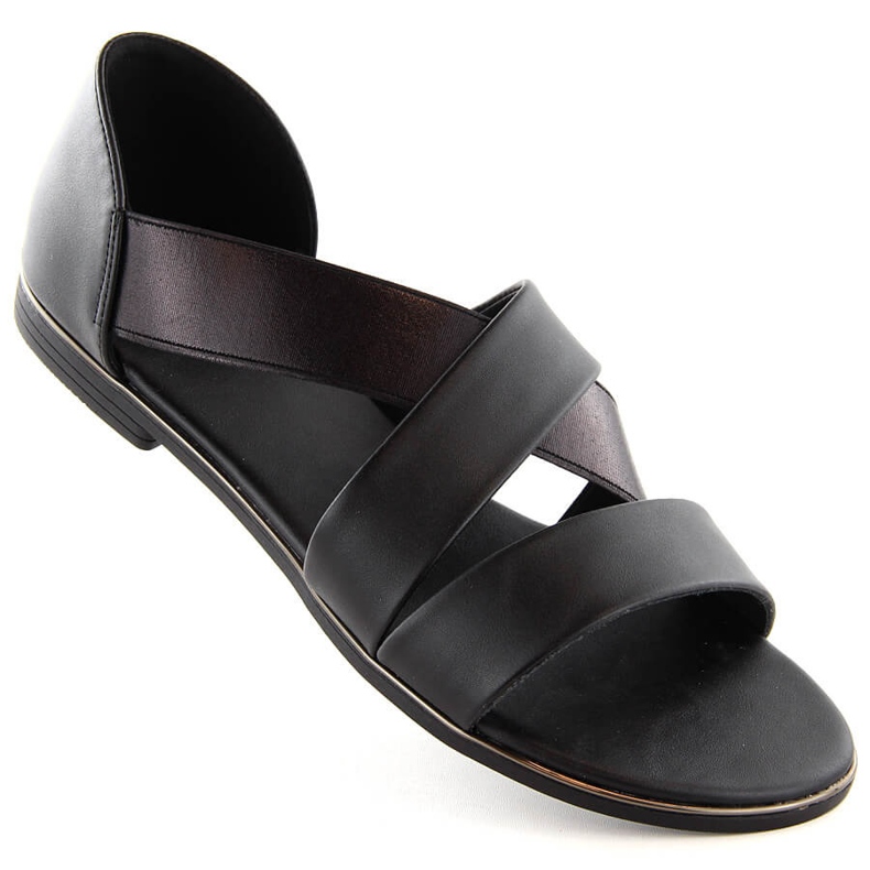 Women's slip-on sandals with elastic band, black Jezzi 3882 1