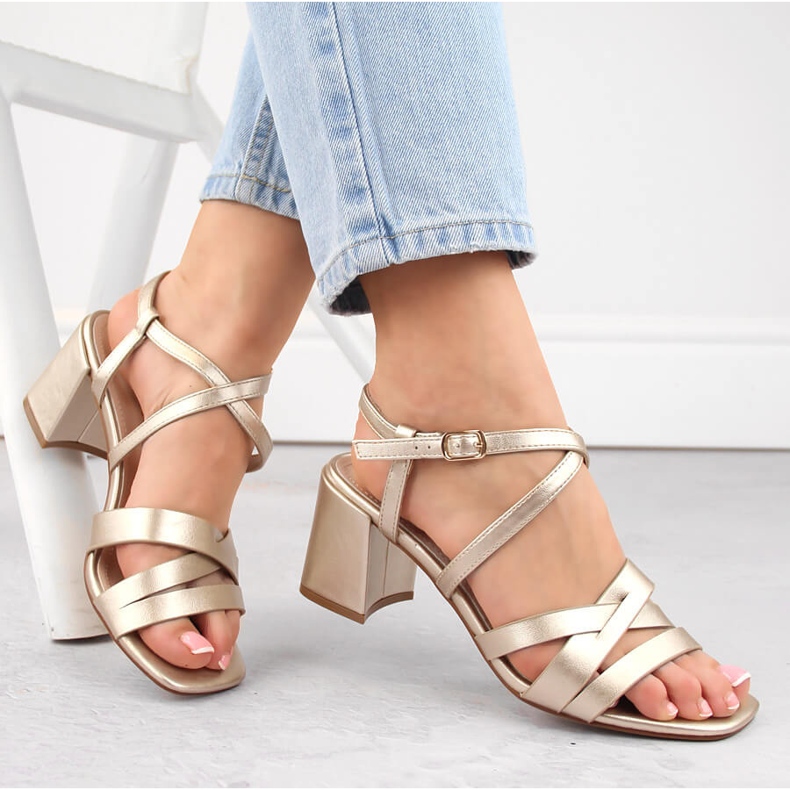 Women's gold heel sandals Sergio Leone SK067 golden 1 Women's gold heel sandals Sergio Leone SK067 golden 1