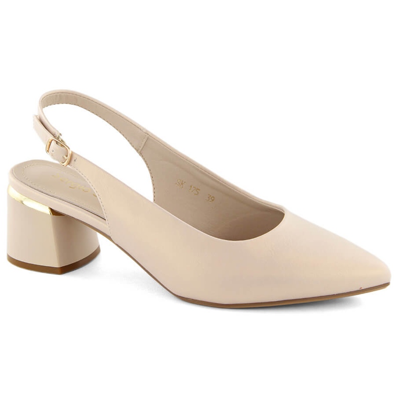 Women's elegant, full-toe, beige pearl sandals Sergio Leone SK175 1