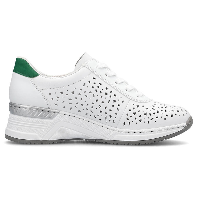 Leather comfortable women's openwork sports shoes, white Rieker N43A1-80 1