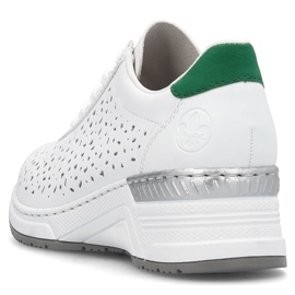 Leather comfortable women's openwork sports shoes, white Rieker N43A1-80 2