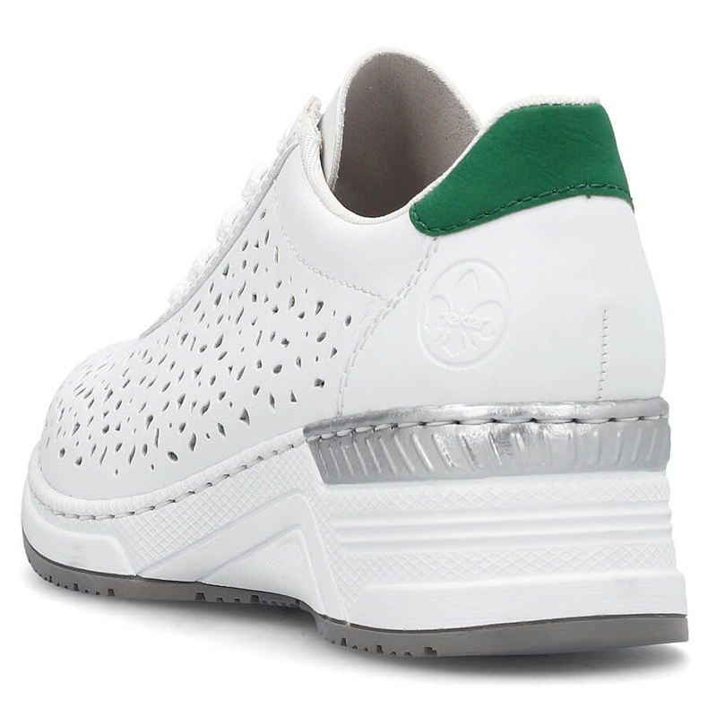 Leather comfortable women's openwork sports shoes, white Rieker N43A1-80 2