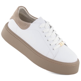 Leather women's sports shoes on a platform white Filippo DP6119 1
