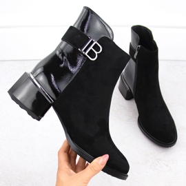 Women's suede and patent leather high-heeled ankle boots black D&amp;A S.Barski Premium Collection MR880-040 1