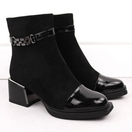 Women's ankle boots with decorative heel black D&amp;A S.Barski Premium Collection MR880-018 2