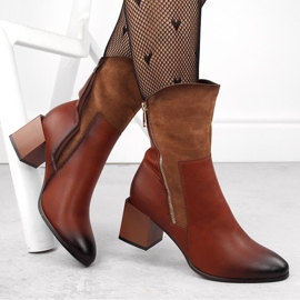 Women's ankle boots with heels, insulated, brown, Jezzi ASA217-9 1 Women's ankle boots with heels, insulated, brown, Jezzi ASA217-9 1