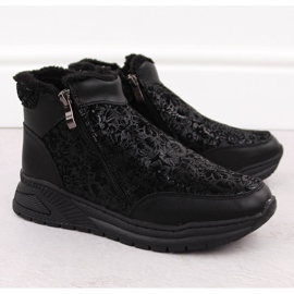 Women's leather ankle boots with flowers black T.Sokolski Z24-329 2