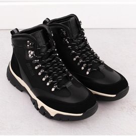 Men's leather waterproof boots black Big Star OO174182 2