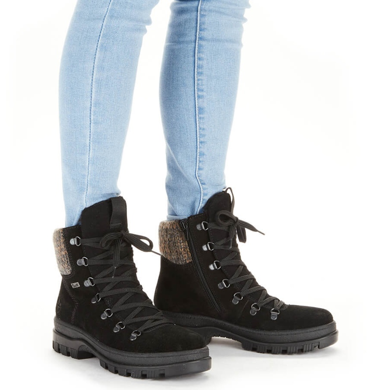 Rieker X8200-00 women's leather boots with spikes, black 1 Rieker X8200-00 women's leather boots with spikes, black 1