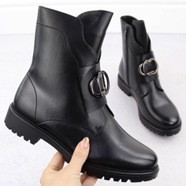 Women's insulated ankle boots with decoration, black Potocki 12441 1