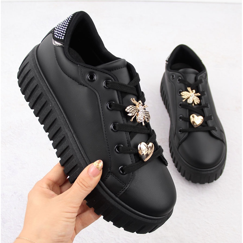 Women's sports shoes on a platform black NEWS 4756 1