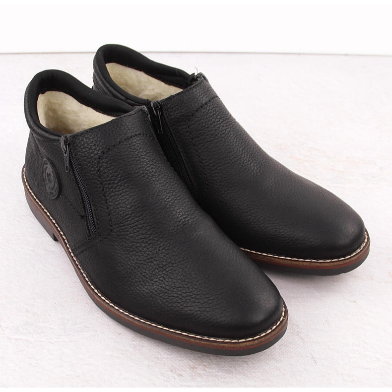 Men's insulated leather boots, black, Rieker 15399-00 2 Men's insulated leather boots, black, Rieker 15399-00 2