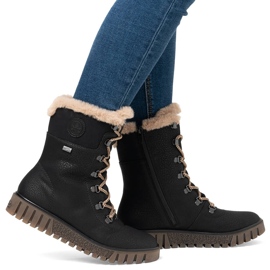 Waterproof women's boots with fur, black Rieker Y3424-00 1