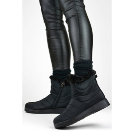 Women's insulated snow boots with fur, black W76B 2