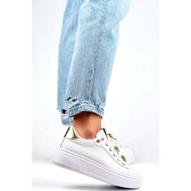 Women's platform sneakers with decorations, white EV392-1GO 2