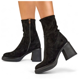 Women's boots with an elastic suede upper, black GD-FL2202B 1