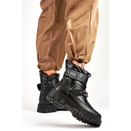 Women's snow boots with a velcro chain, black JH-5B 1