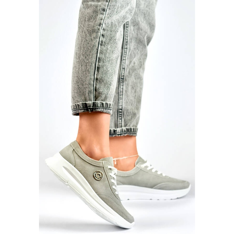 Women's leather sneakers on the platform, gray GD-XF-108G grey 2