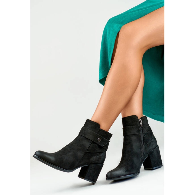 Women's suede ankle boots, black, 260041B-SU 1