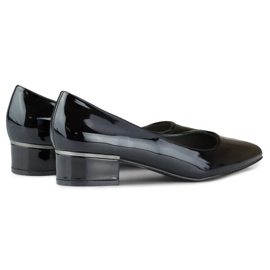 Women's pointed-toe, low-heeled pumps, patent black, GD-XR106C-B 2