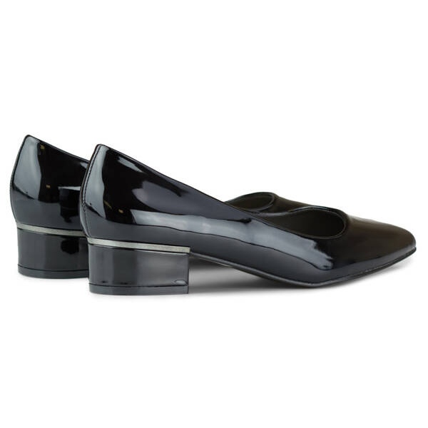 Women's pointed-toe, low-heeled pumps, patent black, GD-XR106C-B 2