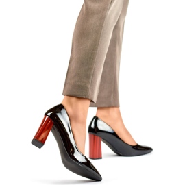 Women's high red patent pumps, black GD-FL486B-B 2